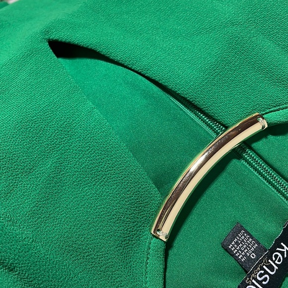 NWT (0) kensie dresses bold emerald green gold hardware choker halter flounce - Picture 5 of 12